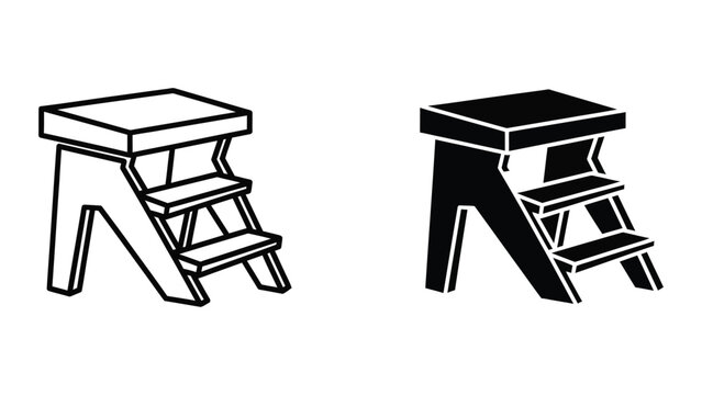 Simple wooden step stool with flat top
