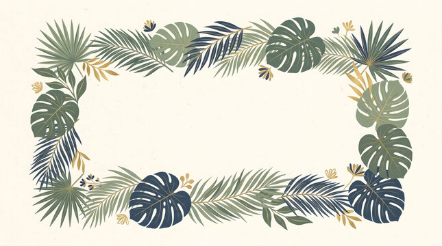 Tropical Leaf Border Frame Vector Background