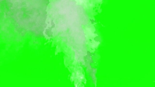 Smoke rising on green screen background for video editing