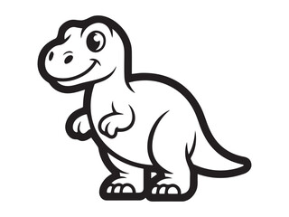 Cute Dinosaur Vector, T-Rex Cartoon Illustration, Black and White Dino Line Art, Kids Dinosaur T-Shirt Design © Noyon