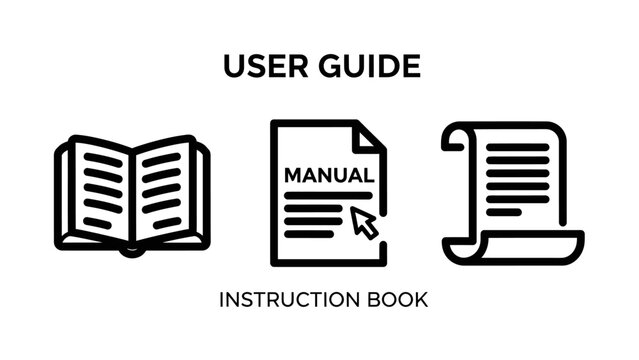 Collection of user guide instruction manual documentation related line icons guide book how to line art customer support instruction document information knowledge guidance education