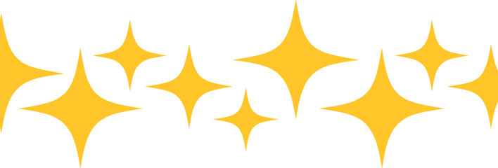 Yellow sparkling star vector background set with decorative four point twinkle elements representing magic and shine © Md