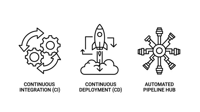Software development dev ops lifecycle concept icons set with continuous integration deployment pipeline automation development software workflow engineering technology delivery management
