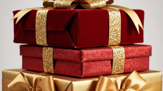 Gift Boxes Stacked with Shiny Ribbons in Festive Celebration Setting