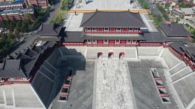 Aerial View of Danfeng Gate at Daming Palace National Heritage Park in Xi'an in Danfeng Gate, Daming Palace National Heritage Park, Xi an, China