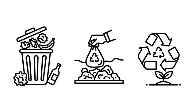 Waste management and recycling eco-friendly environmental protection icon set with recycling environment protection disposal management sustainability friendly pollution sustainable recycled