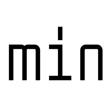 Minimum measurement min text symbol black outline icon on white background