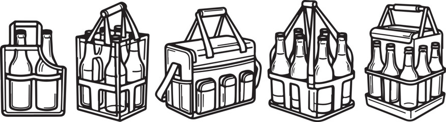 Black and white line drawing of different types of dump trucks Vector © mahafuza