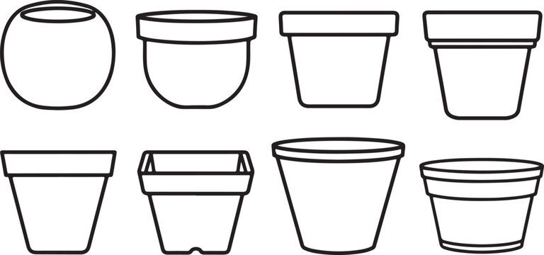 Set of simple geometric containers and vases vector illustration Vector