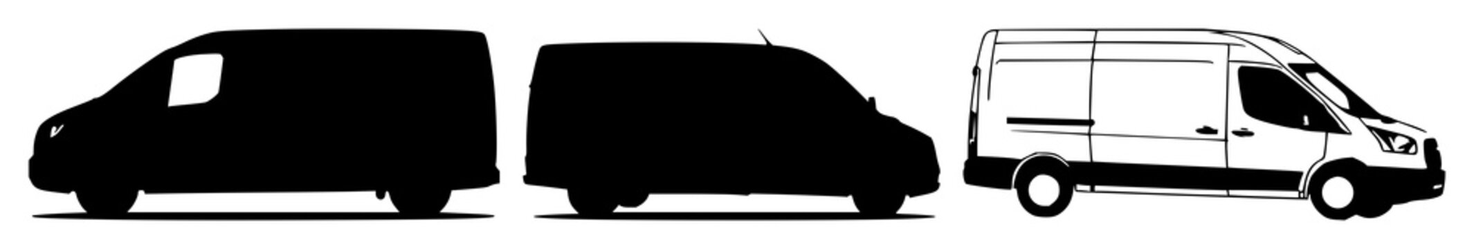 Fleet management van set with solid black icon on white background featuring vehicle, transportation, logistics with simplicity and minimalism