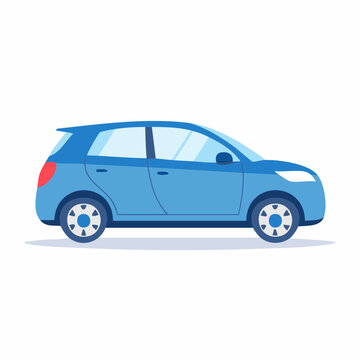 Blue Hatchback Car Illustration