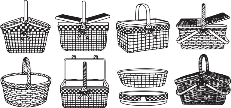 Isometric 3d wireframe objects collection set isolated on white Vector
