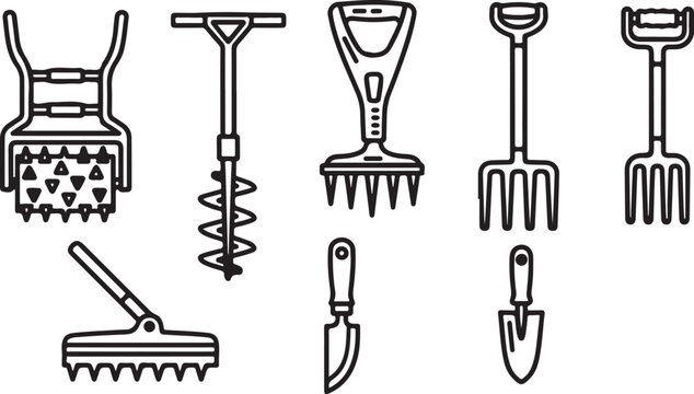 Set of black and white bathroom faucet and shower fixtures vector icons Vector