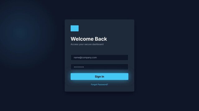 Modern Login Screen Interface with Welcome Back Message and Sign In Button.