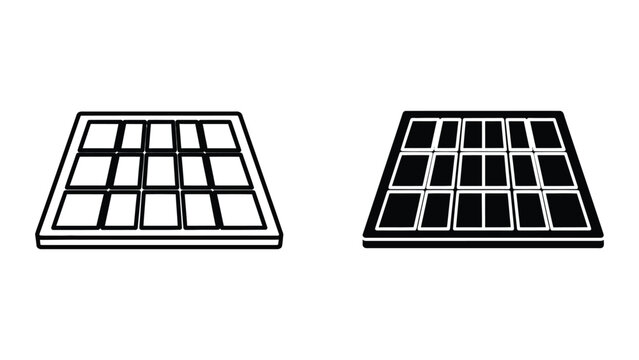 Isometric grid panels comparison with empty and filled cells