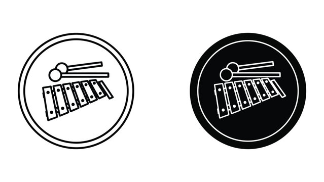 Minimalist marimba mallet and bars icon set