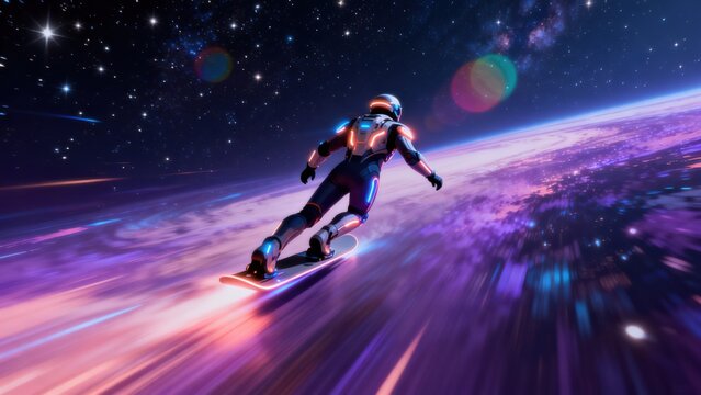 Astronaut gliding in space