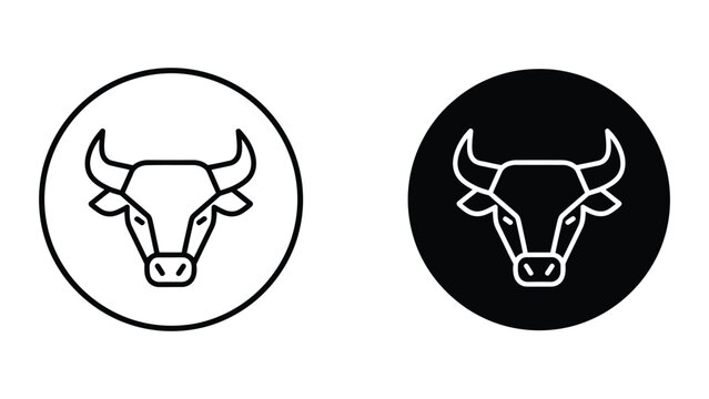 Bull head icons in contrasting circle backgrounds
