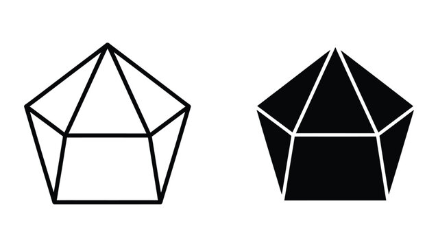 Dual geometric pentagonal prism vector illustration with shaded version