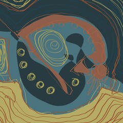 Abstract image for printing. Picture for modern interiors. The picture is painted by hand on a tablet. © neurostructure