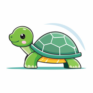 Cute cartoon turtle walking