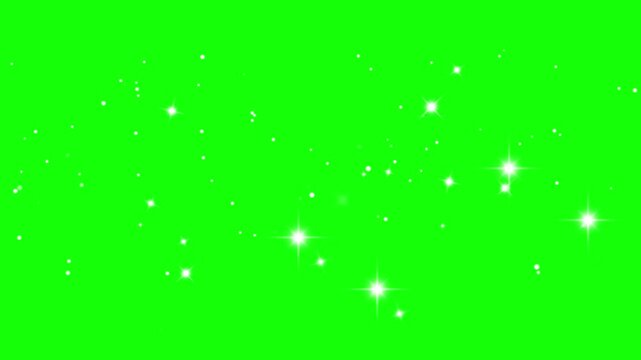 Sparkling white particles on green background glittering starlight effect motion graphics element