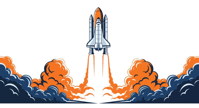 Space Shuttle Launch Vector Illustration