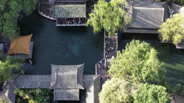 Traditional Chinese Garden Pavilions at Baotu Spring Park in Jinan in Baotu Spring Park, Jinan, China