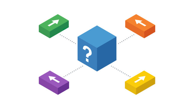 Isometric Question Mark Cube Infographic Element