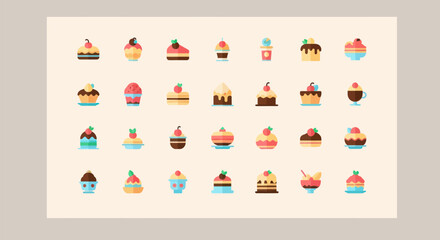 Obraz premium Collection of colorful cakes and sweets