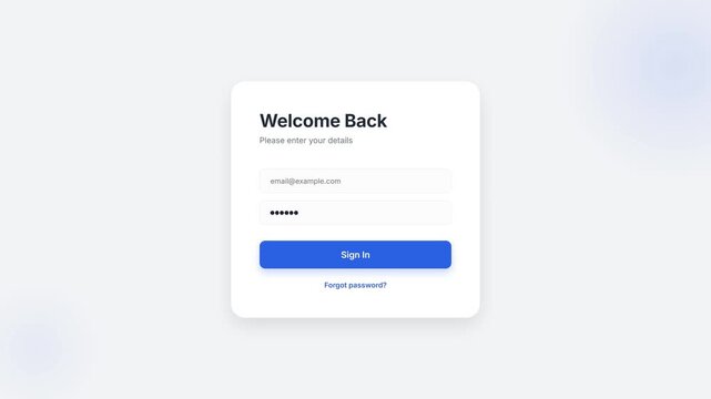 Simple and Clean User Interface Login Screen with Welcome Message.