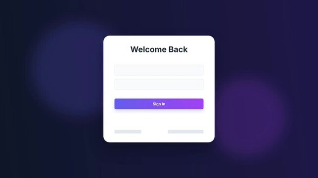 Welcome Back Interface with Sign In Button on Purple Background.