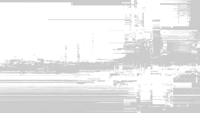 Glitchy distorted digital error screen with horizontal and vertical lines and pixels abstract technology background