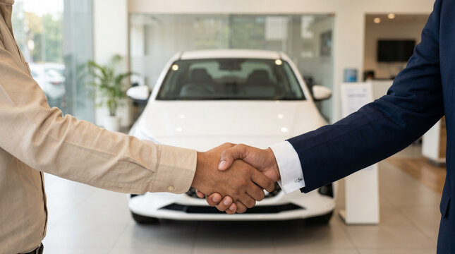 indian car buyer and finance officer handshake for car loan vehicle finance auto loan approval and emi concept