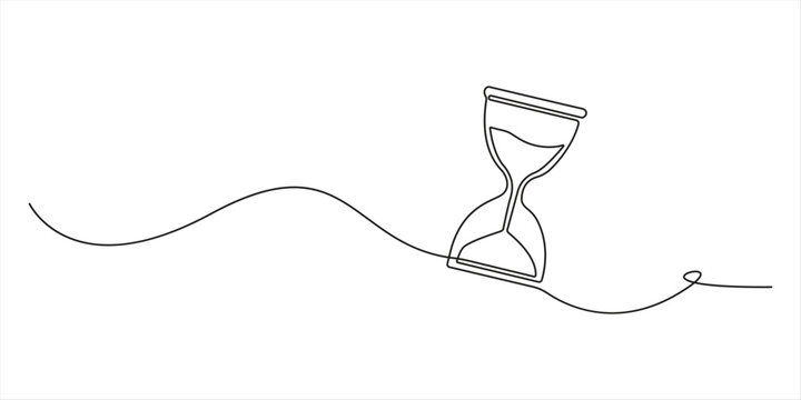one continuous hourglass line. editable stroke. one hourglass line vector Minimalist hourglass sand timer continuous one line illustration.Elegant hourglass symbol continuous line artwork on white 