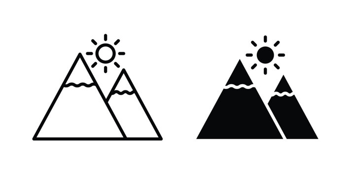 Mountain icon graphic set. Vector icons