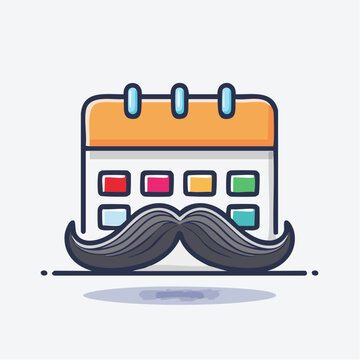 Calendar with Moustache Icon