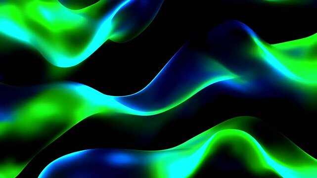 Vibrant green and blue abstract waves.