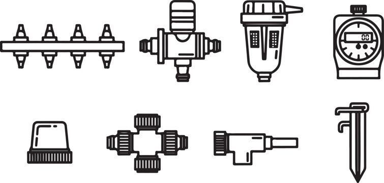 Vector illustration of black camera shutter speed icons set Vector