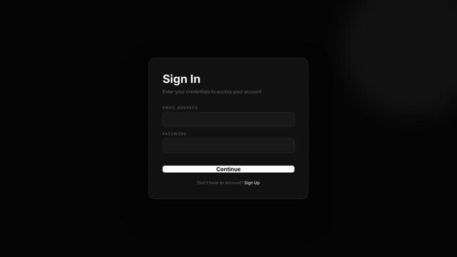 Dark Mode Sign-In Interface with Input Fields and Button.
