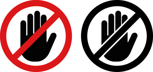 Do not touch sign, hand gesture icon, no entry symbol © reba