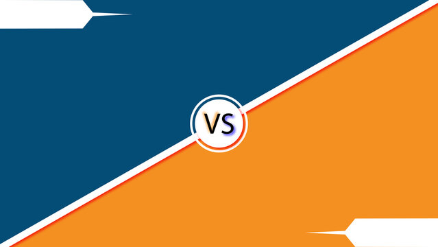 Versus screen background template with navy blue and orange diagonal split