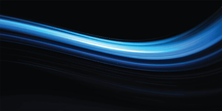 Abstract blue light wave with dark background energy flow abstract art pattern motion design glow digital art curve line light streak background