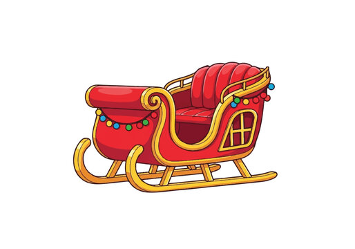 Festive Red Santa Sleigh with Christmas Lights.