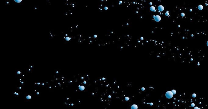 不思議な並びの薄い青色の球、泡の抽象的なアニメーション：４K、ループ、背景透過