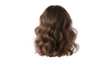 Fototapeta premium Isolated beautiful wavy brown hair wig or hairpiece with subtle reddish pinkish highlights beauty fashion