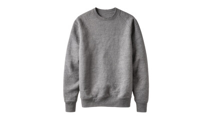 Isolated comfortable grey raglan sleeve crewneck sweatshirt, modern casual fashion apparel. © Niamh
