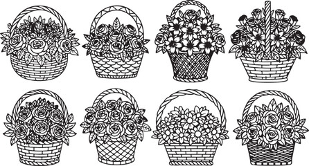 Cute cartoon hedgehogs with flowers and hearts pattern set Vector © mahafuza