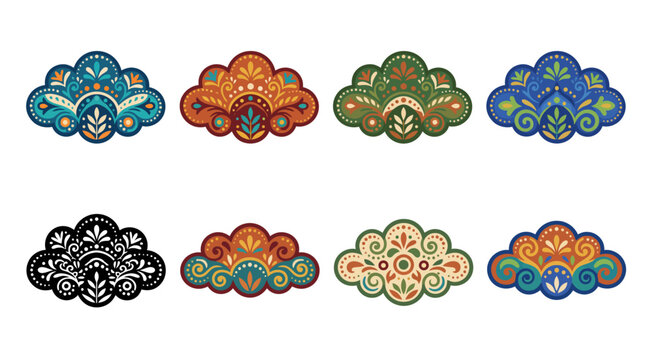 ornate floral patterns colorful vector illustrations on white background