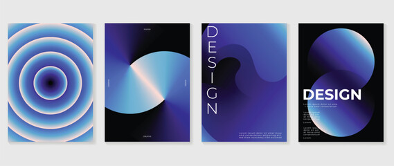 Obraz na płótnie Canvas Abstract blue cyan gradient geometric poster vector set. Modern dark futuristic background design for technology, music, event flyer, social media, wall art, cover, banner.
